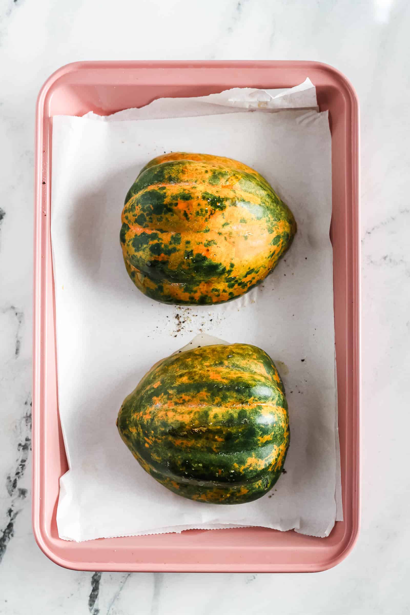 Acorn squash cut in half