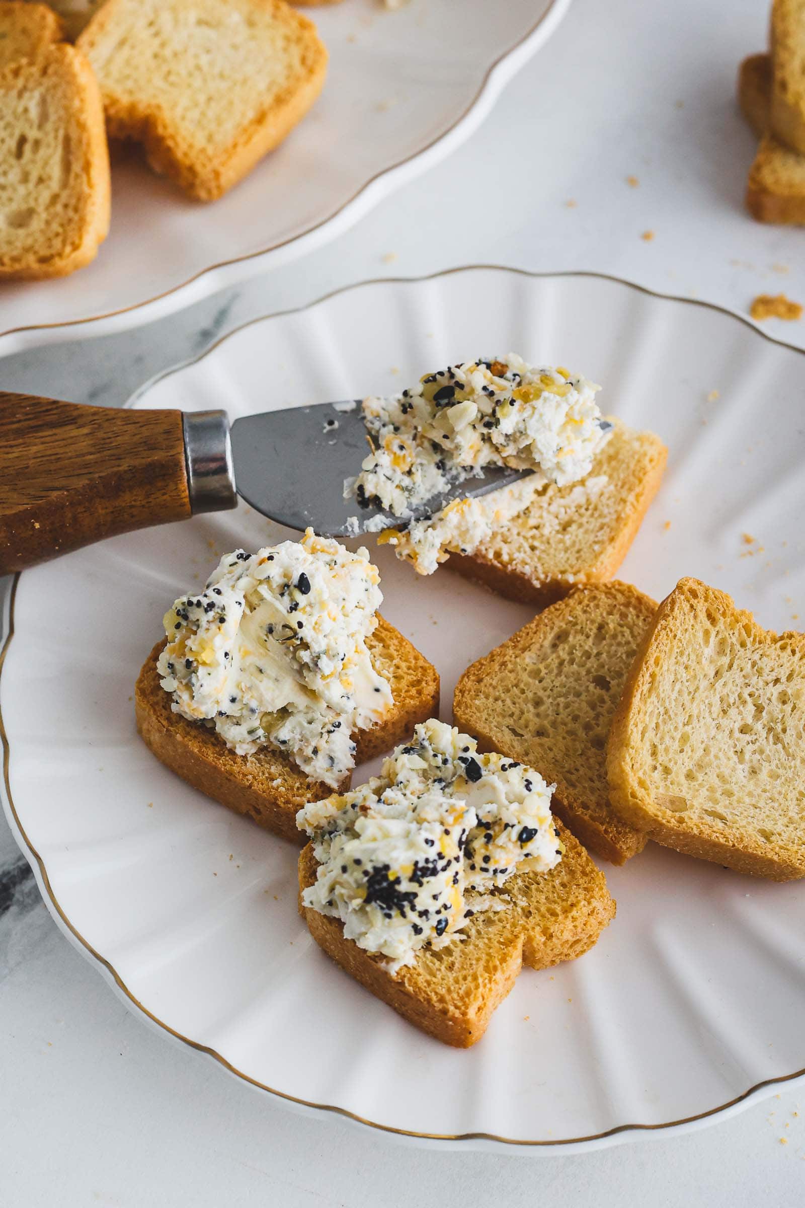 Cheese spread on crackers