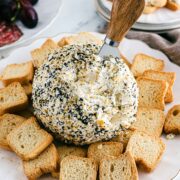 Everything Bagel Cheese Ball on crackers