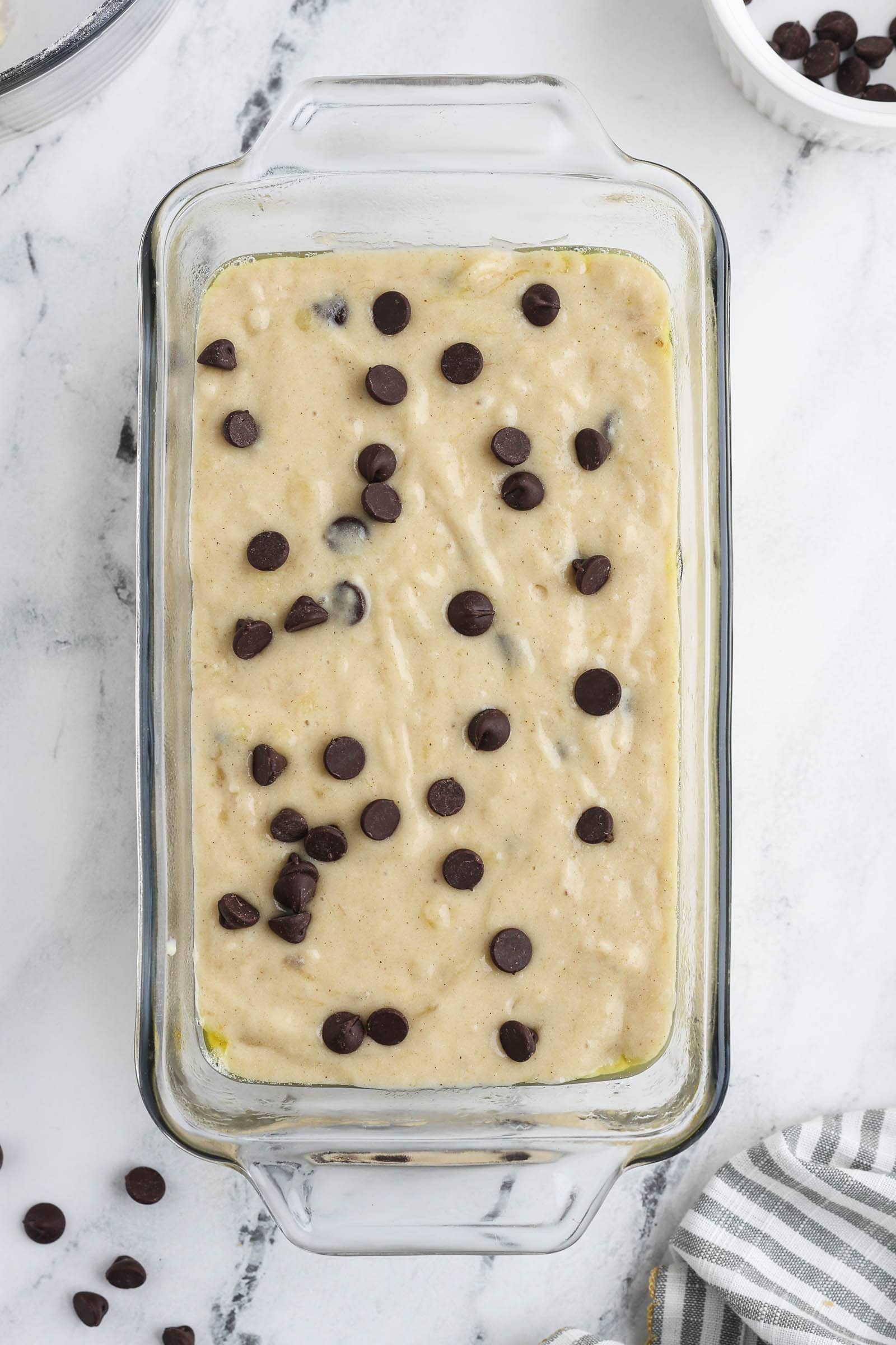 Pour batter to loaf dish