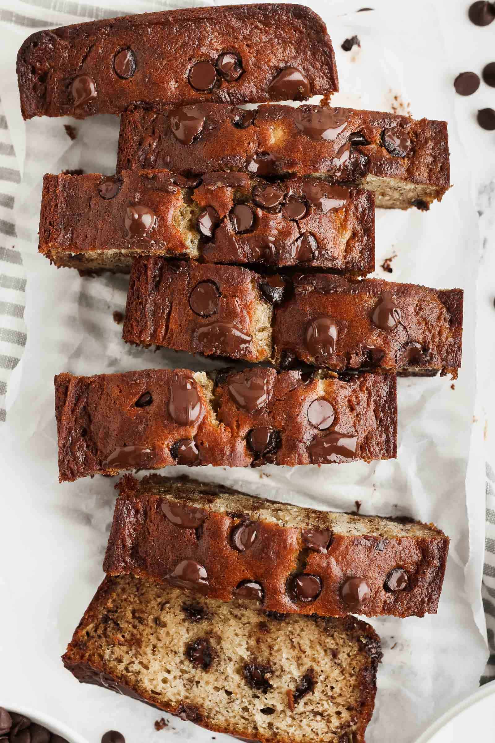 Sliced Chocolate Chip Banana Bread