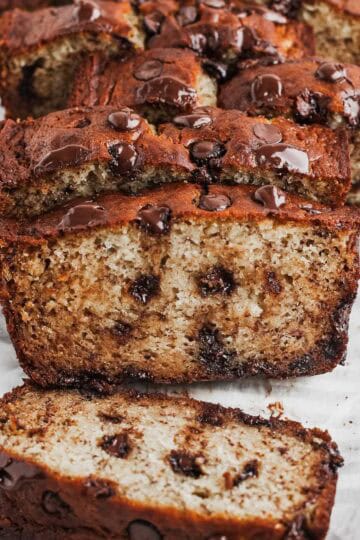 Sliced Chocolate Chip Banana Bread