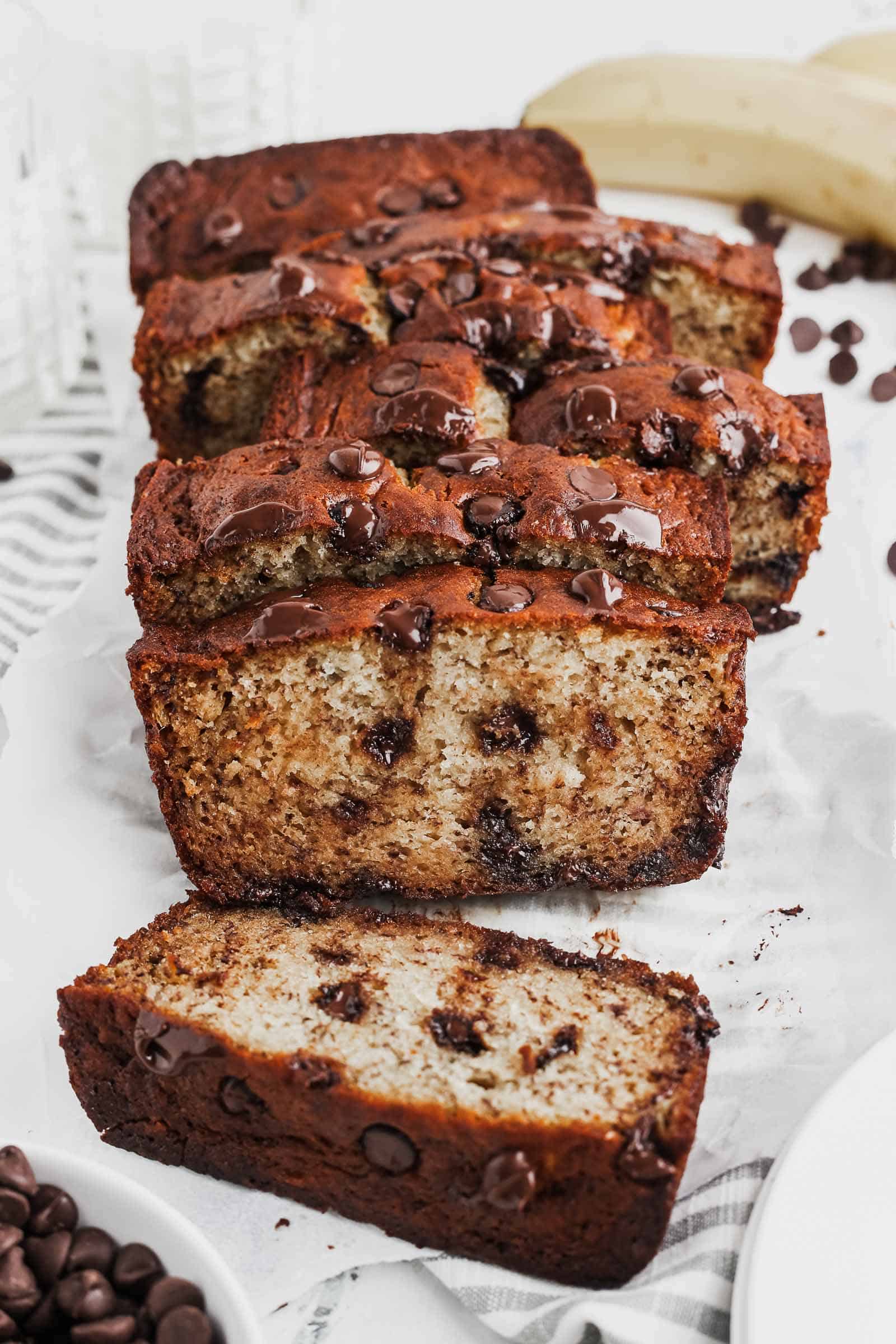 Sliced Chocolate Chip Banana Bread
