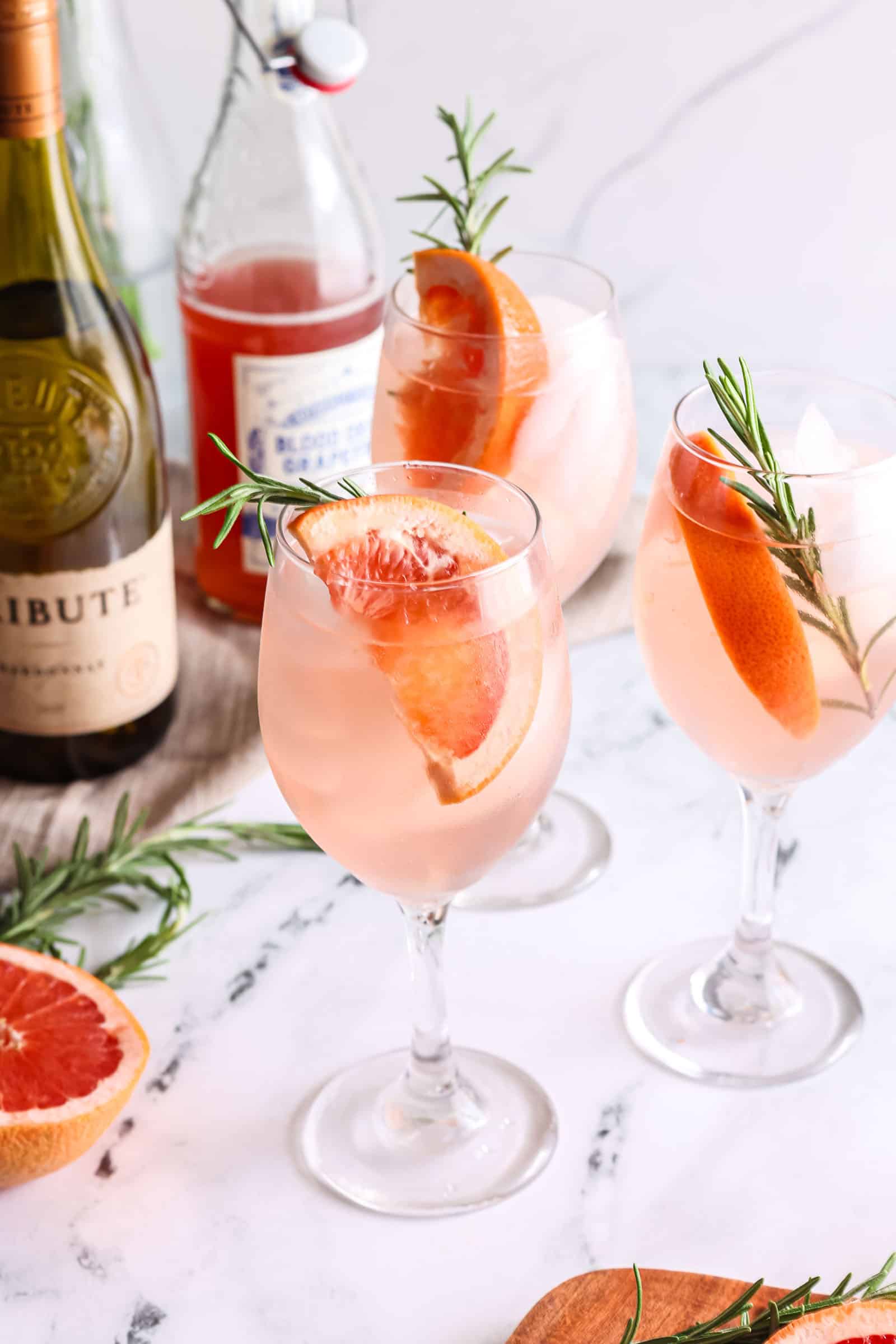 Grapefruit and Rosemary White Wine Spritzers