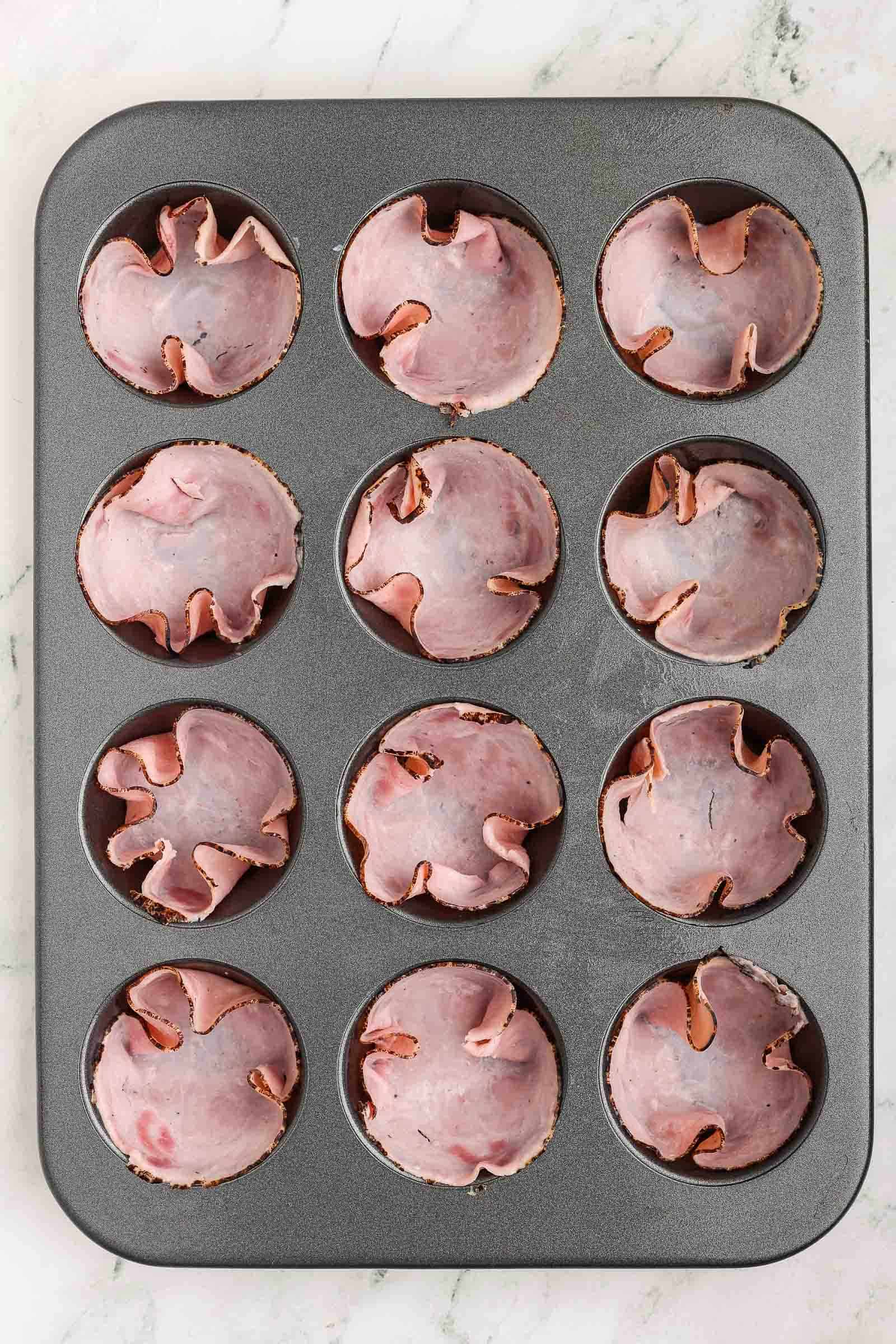 Ham in a muffin tin