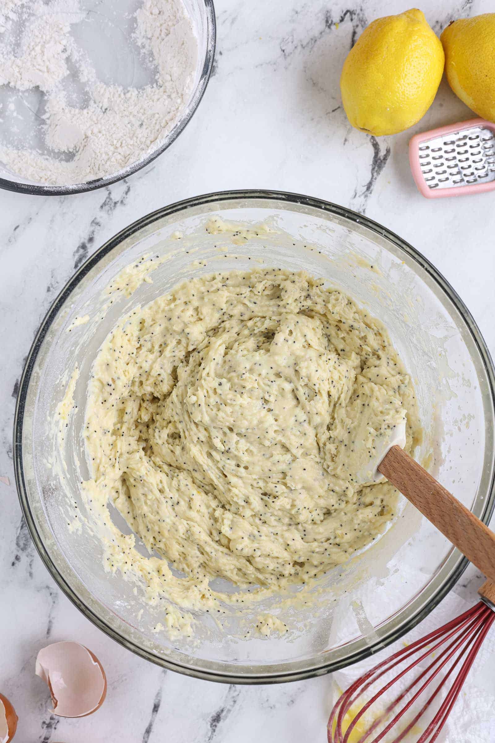 Wet and dry ingredients combined