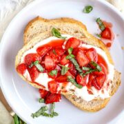 Strawberry Whipped Ricotta Toast on plate