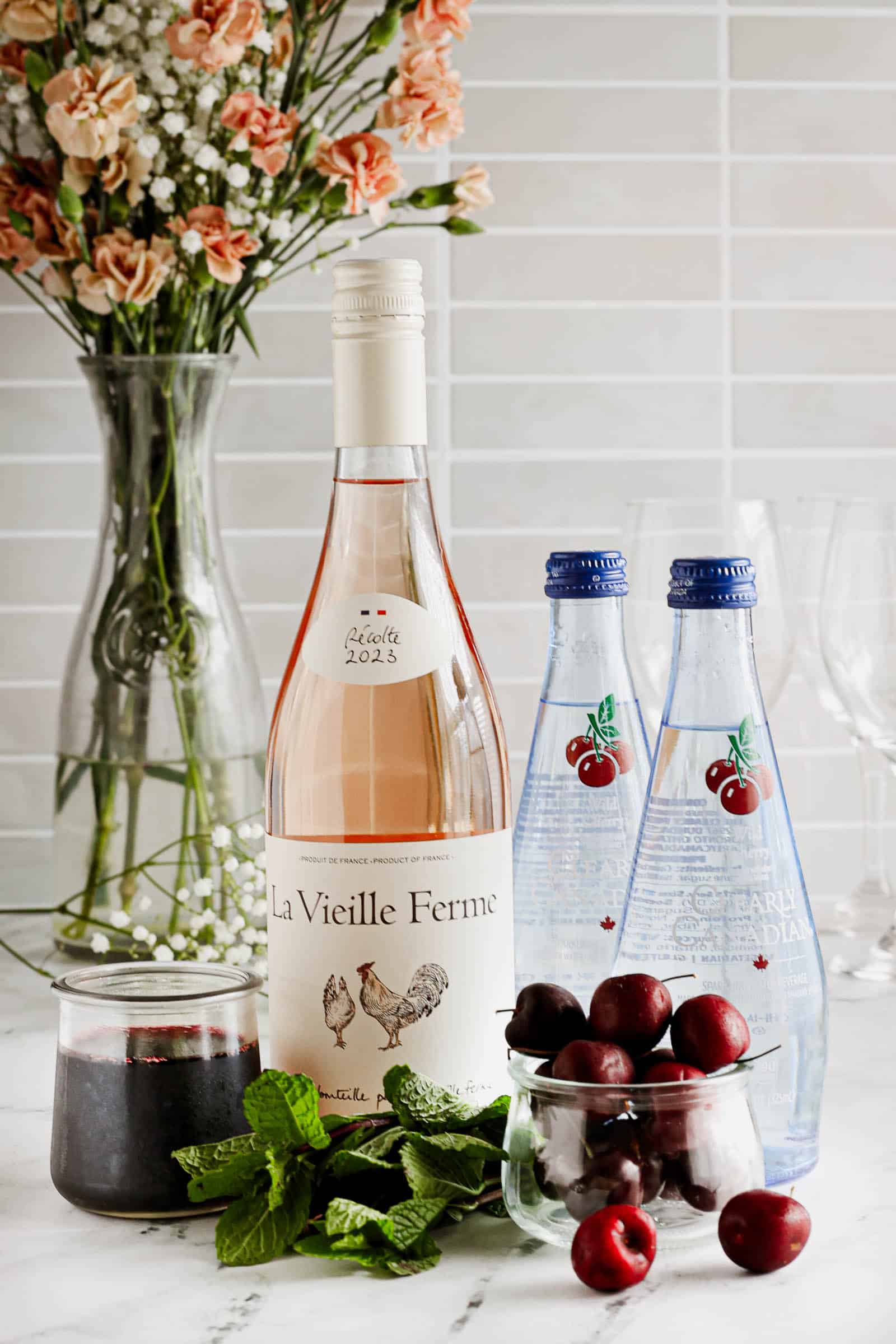 Cherry & Mint Wine Spritzers ingredients