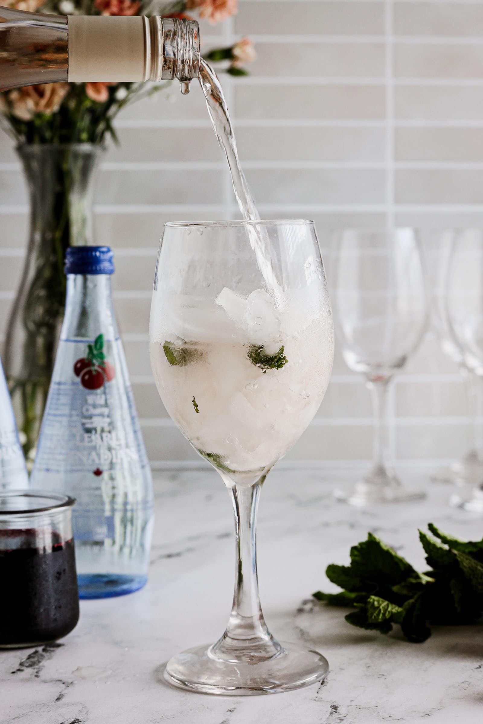 Cherry & Mint Wine Spritzers process 1