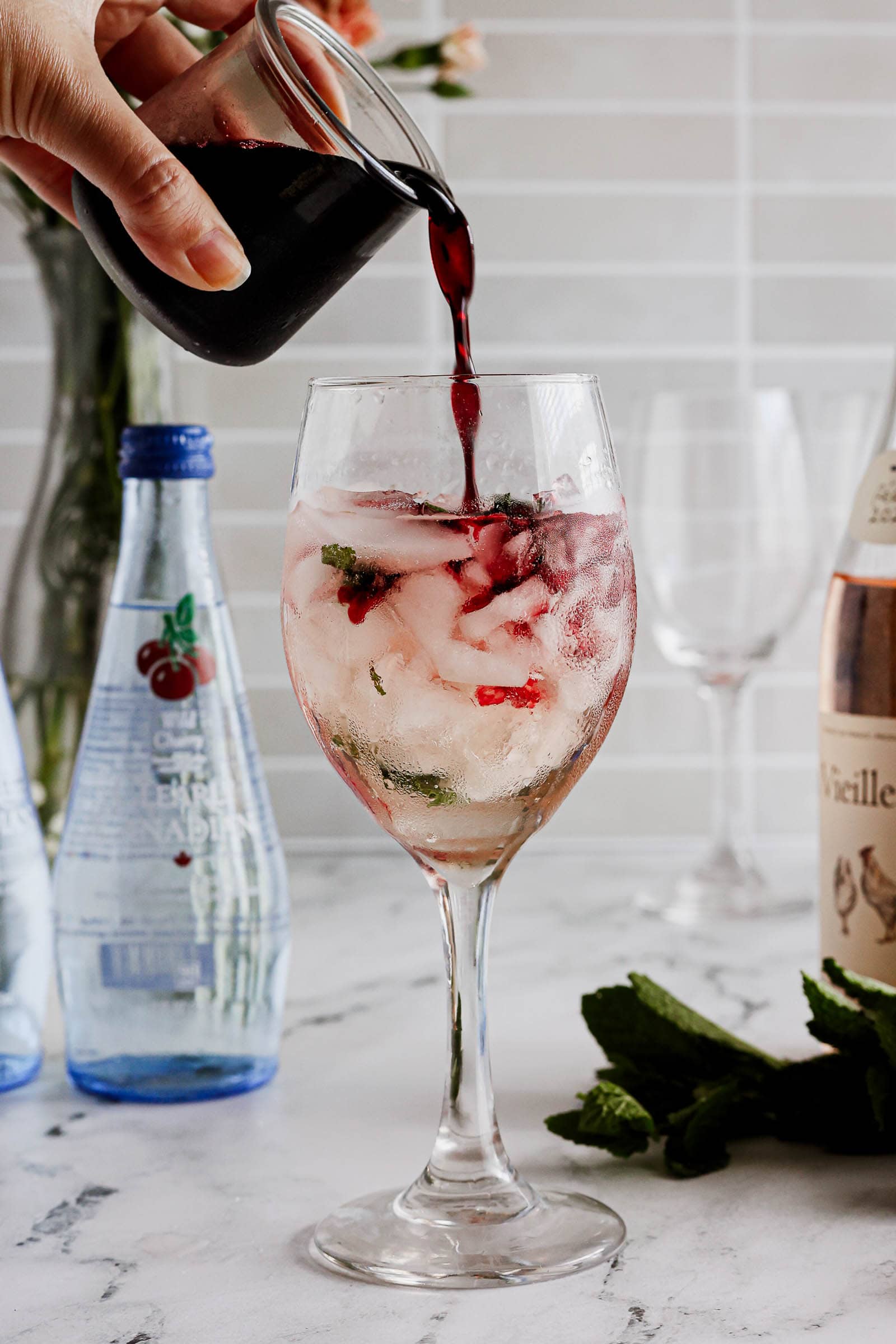 Cherry & Mint Wine Spritzers process 2