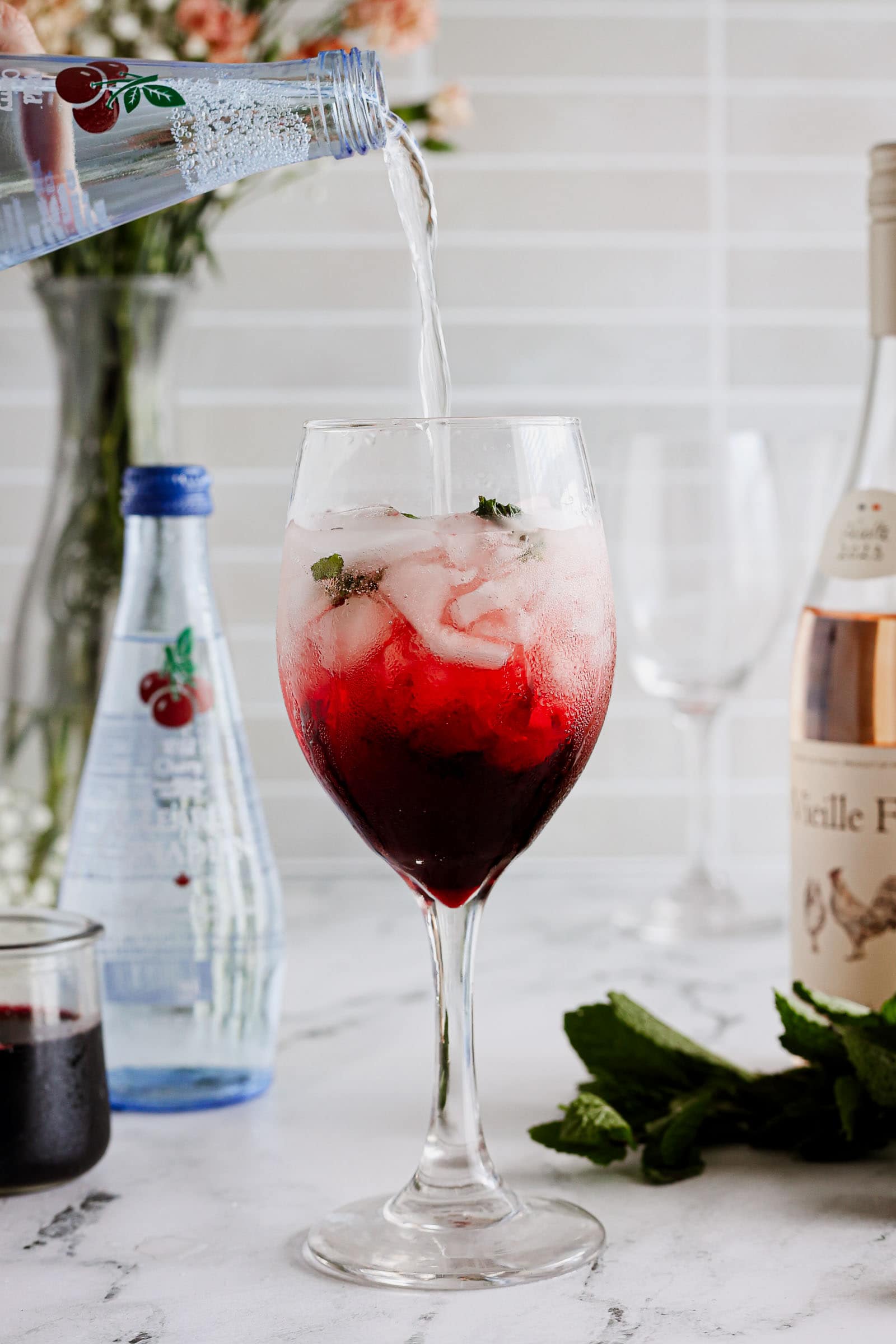 Cherry & Mint Wine Spritzers process 3