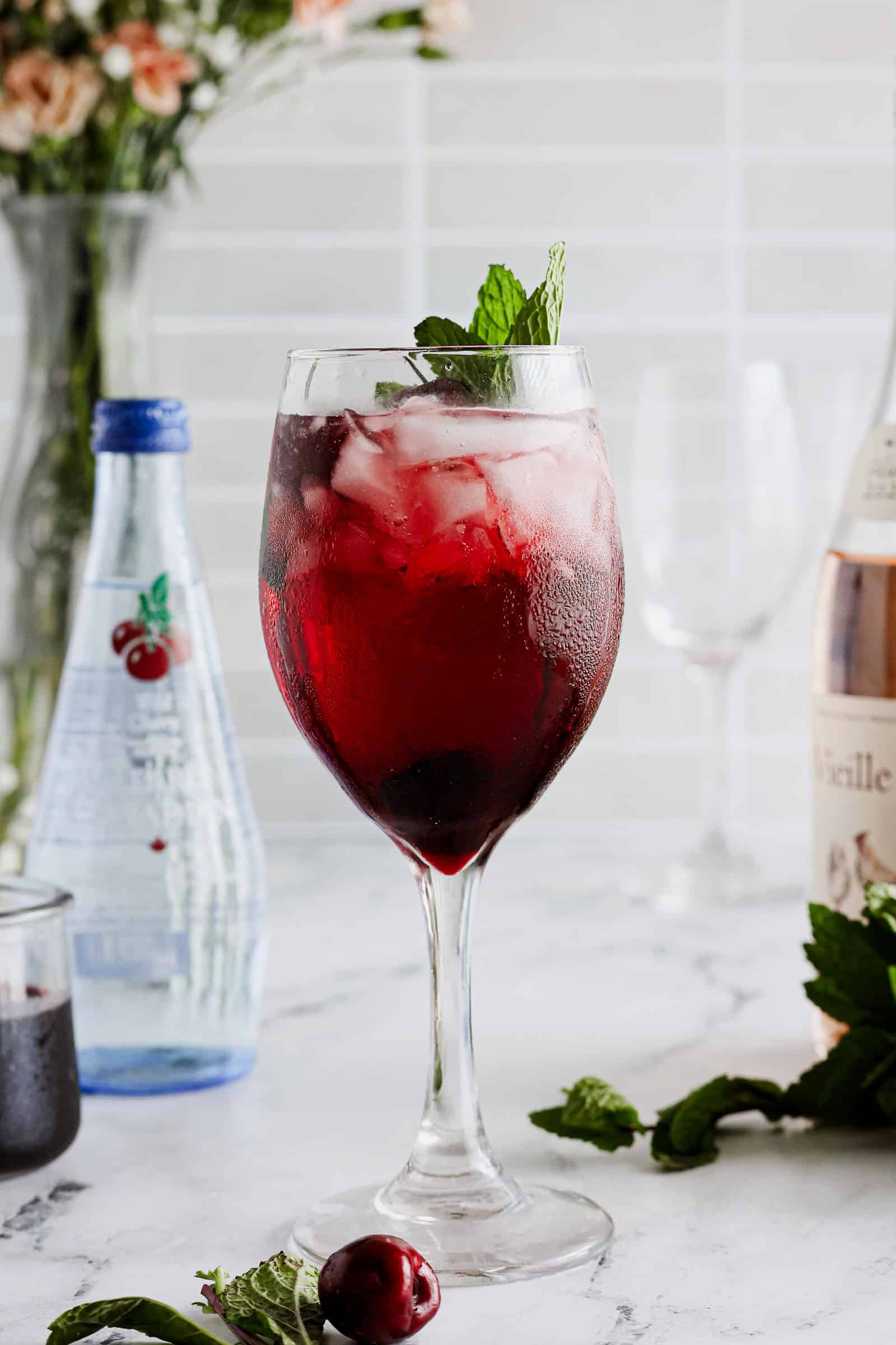 Cherry & Mint Wine Spritzers process 4