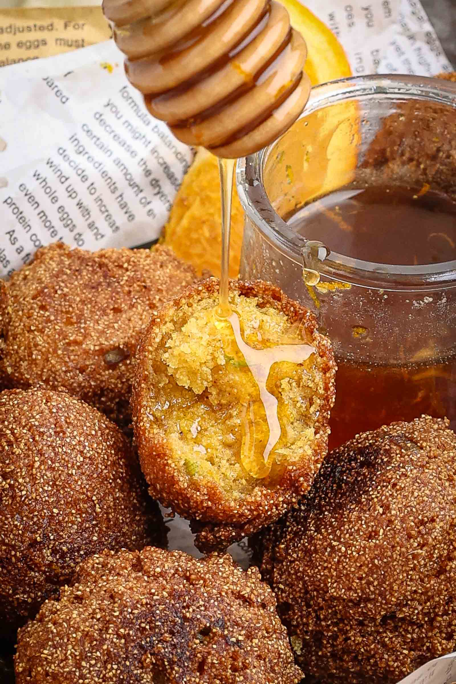 Hush puppies with drizzle of honey